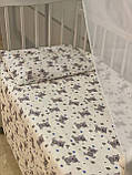 Комплект байкової постільної білизни в дитяче ліжечко 120*60 см наволочка підковдра простирадло Байка, фото 4
