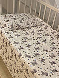 Комплект байкової постільної білизни в дитяче ліжечко 120*60 см наволочка підковдра простирадло Байка, фото 6