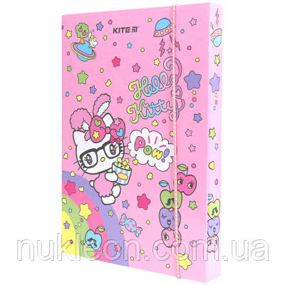 Популярний! Папка для зошитів Kite В5 на гумці Hello Kitty, картон (HK23-210) - Краща якість тільки на Nukleon.com.ua