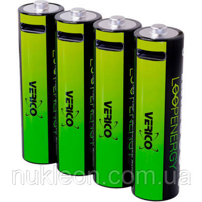 Популярний! Акумулятор Verico AA USB Type-C 1700mAh 1.5V Li-ion * 4 (LoopEnergy) (1UDBT-A1WEAC-NN) - Краща якість тільки на
