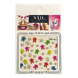 Декор для нігтів наклейки кольорові Nail Stickers 3D мікс