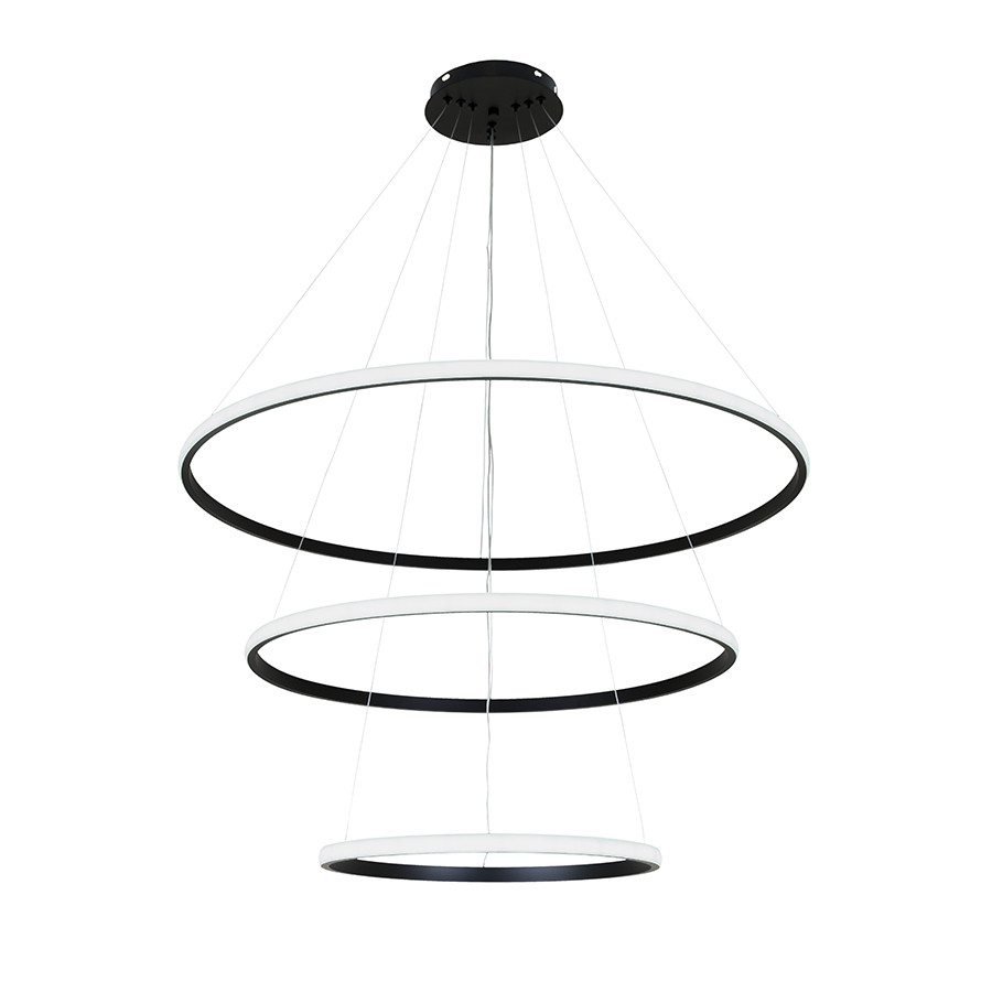 Яскрава підвісна люстра 7529833-3A BLACK LED (400+600+800)