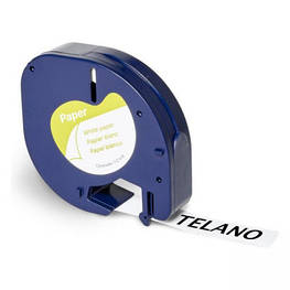 Стрічка для принтера етикеток UKRMARK D-91200-BK/WT, сумісна з DYMO 91200/S0721510, для серії LT. 12мм х 4м. black on white