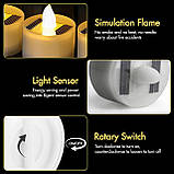 WIGUROE 12 світлодіодних чайних свічок, сонячні свічки, без полум'яні мерехтливі чайні свічки, реалістичні та яскраві електричні, фото 6