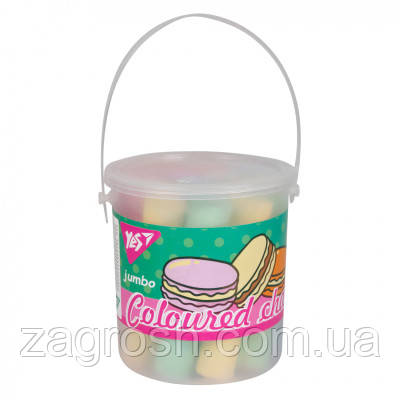 Promo Ціна! Крейда Yes кольорова Sweet Cream 12 шт JUMBO в відрі (400510) - тільки на ZaGrosh.com.ua
