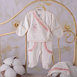 Костюм "Равлик-2" дівчинка інтерлок зріст 62 см (1 – 3 місяці) Betis Молочний з пудровим, фото 2