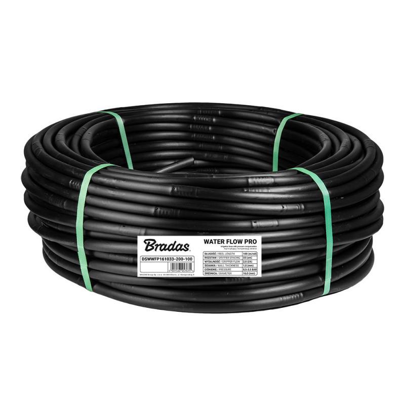 Трубка крапельна Ø 16мм / 1мм / 33см / 2 л/год, 
WATER FLOW PRO, 100 м, DSWWFP161033-200-100