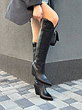 Чоботи казаки жіночі шкіряні чорні демісезонні, фото 3