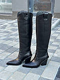 Чоботи казаки жіночі шкіряні чорні демісезонні, фото 8