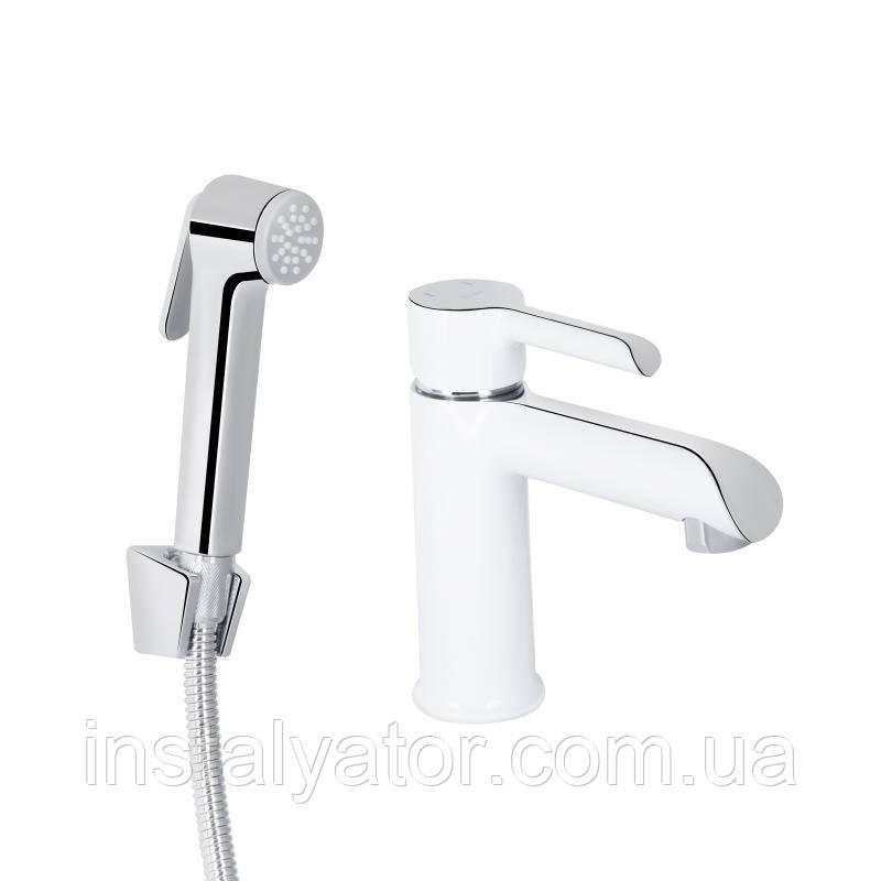 Змішувач для раковини Qtap Grand (з гігієнічним душем) QTGRA272CRW45671 Chrome/White