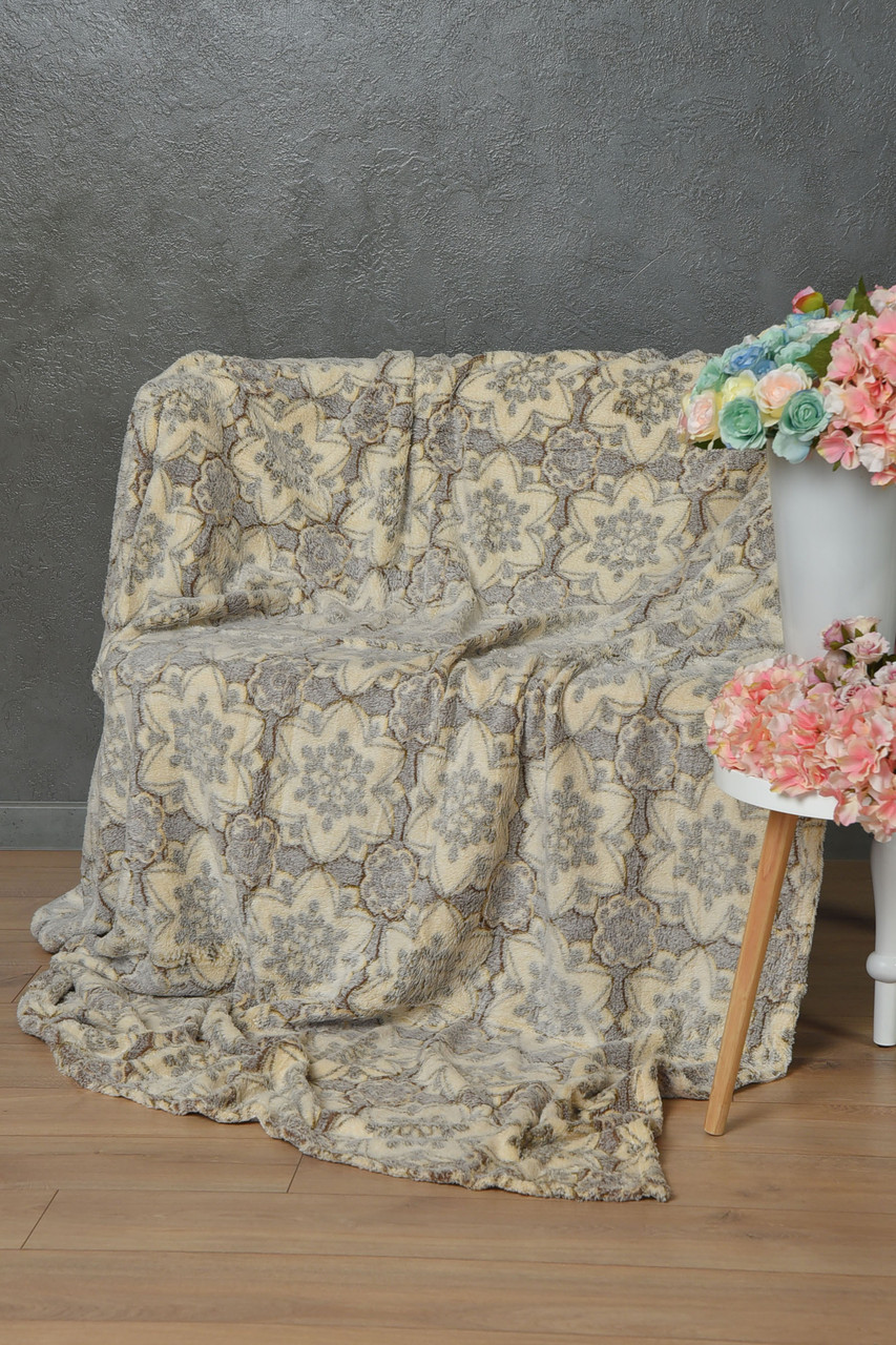 Плед бежевого кольору з принтом розмір 180*200 164104S, фото 1