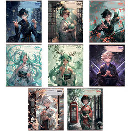 Зошит ZiBi набір учнівських ANIME 48 аркушів клітинка 10 штук, 8 предметів (ZB.1704-99) - оригінал