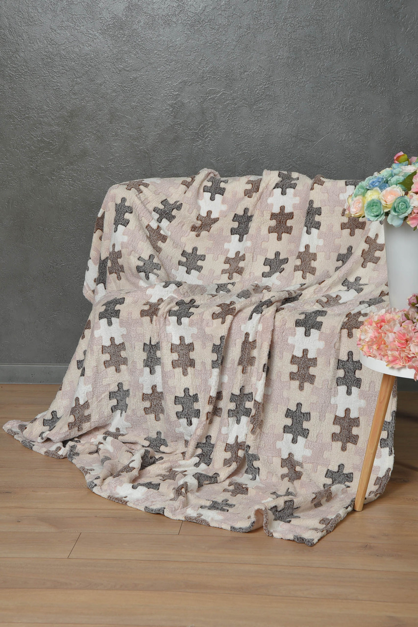 Плед молочного кольору з принтом розмір 180*200 164111P, фото 1