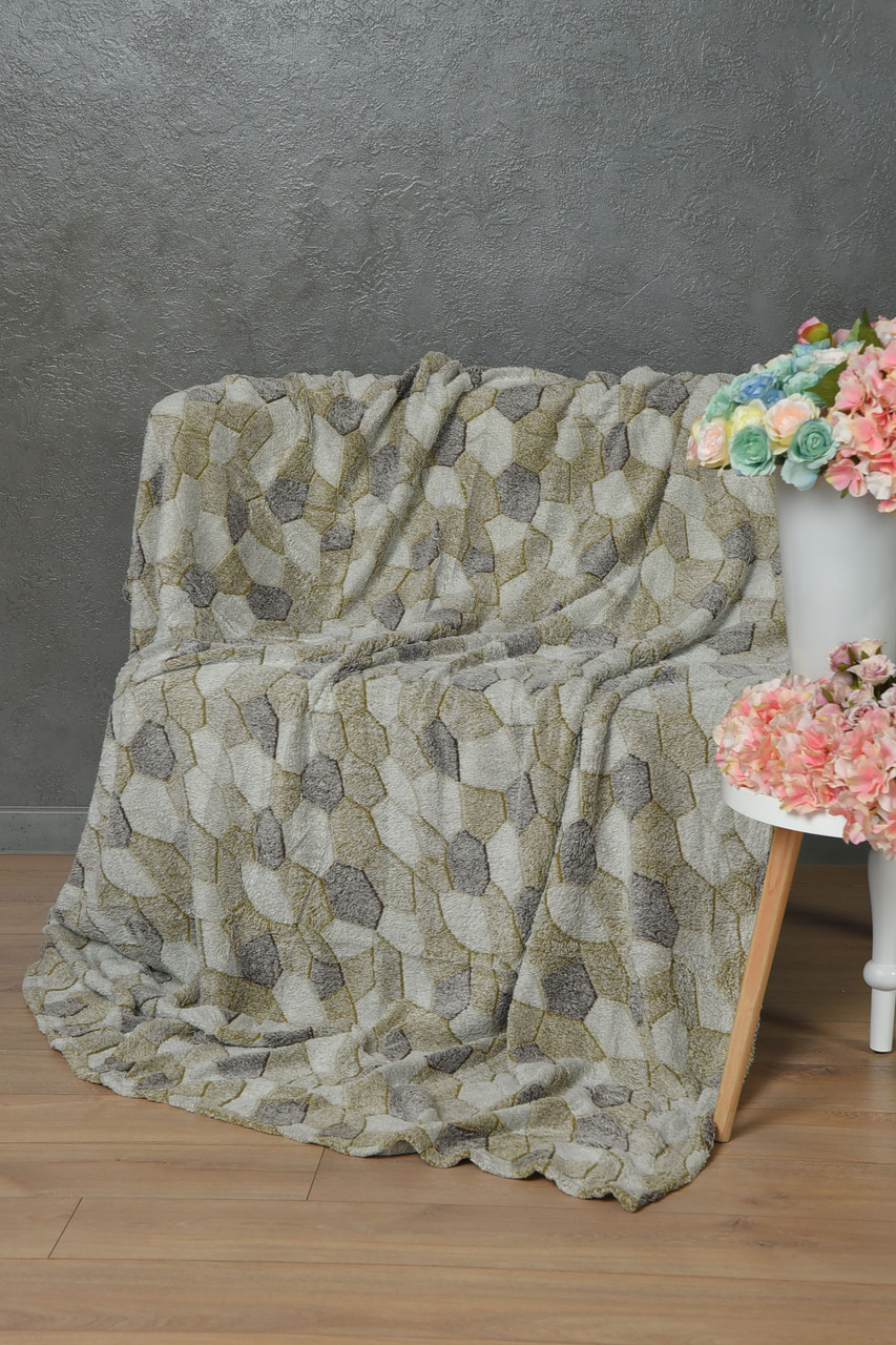 Плед коричневого кольору з принтом розмір 180*200 164119P, фото 1