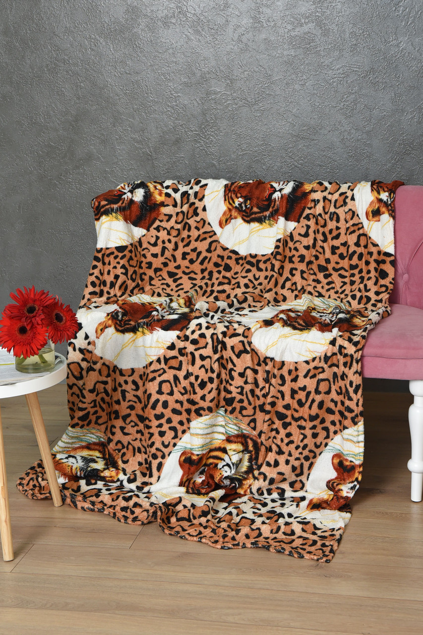 Плед коричневого кольору з принтом розмір 150*200 170622P, фото 1