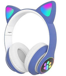 Навушники Bluetooth MDR CAT ear VZV-23M 7805 з підсвічуванням, сині - оригінал