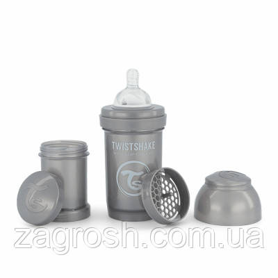 Promo Ціна! Пляшечка для годування Twistshake Pearl Grey 180 мл, антиколікова, силіконова (78378) - тільки на ZaGrosh.com.ua