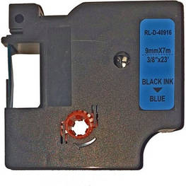 Стрічка для принтера етикеток UKRMARK D-40916P, 9мм х 7м, чорним на синьому, сумісна з DYMO D1 S0720710 (900474) - оригінал