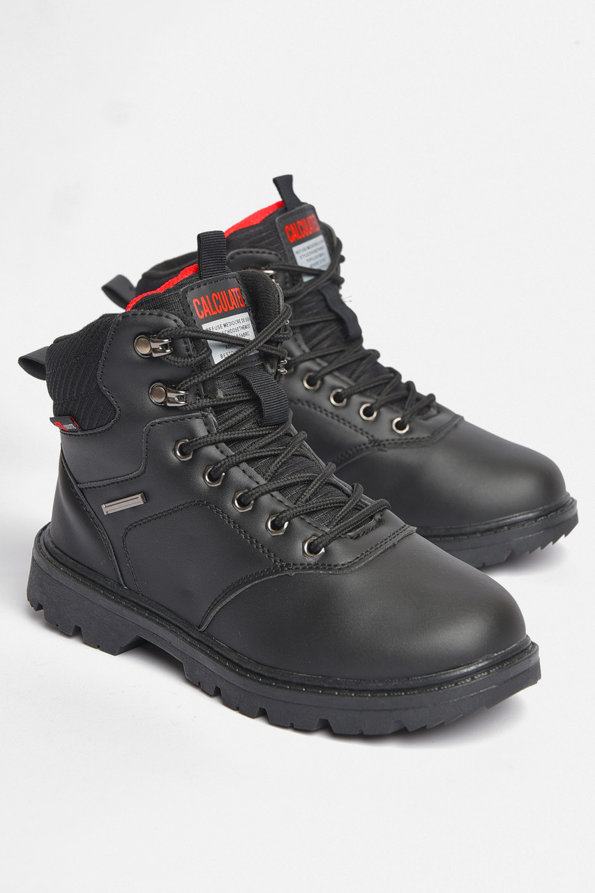 Черевики підліткові зима чорного кольору на шнурівці 187369P, фото 1