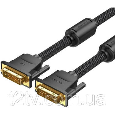 Кабель мультимедійний DVI to DVI 24+1pin 8.0m 2K 60Hz ferrite Vention (EAEBK)