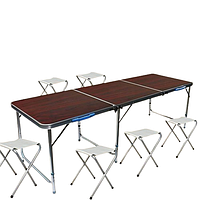 Стіл складаний посилений на 6 осіб 180x60x70 см коричневий