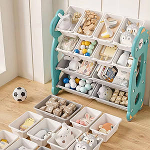 Дитячий органайзер для іграшок Lumpurini Dragos L на 12 контейнерів. Чотириярусний стелаж в дитячу кімнату (KYHG7132)