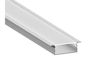 Алюмінієвий профіль врізний дворядний LS16 з  матовим розсіювачем, анод. 2м (ціна 1м)