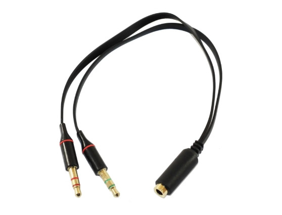 Аудіо-перехідник 4pin Jack (F) to 2*3pin (M) 10 см чорний, пакет (17488)