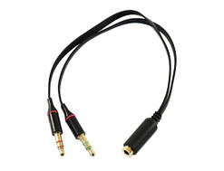 Аудіо-перехідник 4pin Jack (F) to 2*3pin (M) 10 см чорний, пакет (17488)