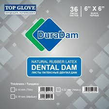 Хустки для коффердаму (гумки раббердам) DuraDam зелені,сині,чорні medium 0,18 мм, 152х152 мм