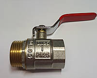 Кран латунний (ручка) зі сталевою кулею 1" гайка-штуцер PN25