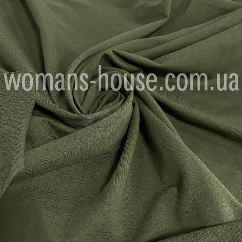 Двонитка трикотаж петля бавовняна 180 см Туреччина Хакі, фото 1