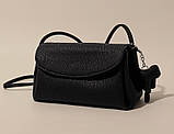 Шкіряна жіноча сумка. Сумочка клатч жіноча маленька модна з натуральної шкіри (чорна), фото 2