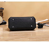 Шкіряна жіноча сумка. Сумочка клатч жіноча маленька модна з натуральної шкіри (чорна), фото 6