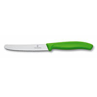 Ніж з ребристим лезом 11см Victorinox (неіржавна сталь, серейторне лезо, універсальний, зелений)