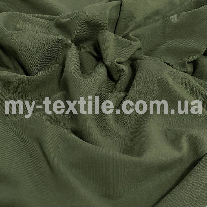 Двонитка тканина трикотажна хб Туреччина 240 grm 180 см Хакі, фото 1