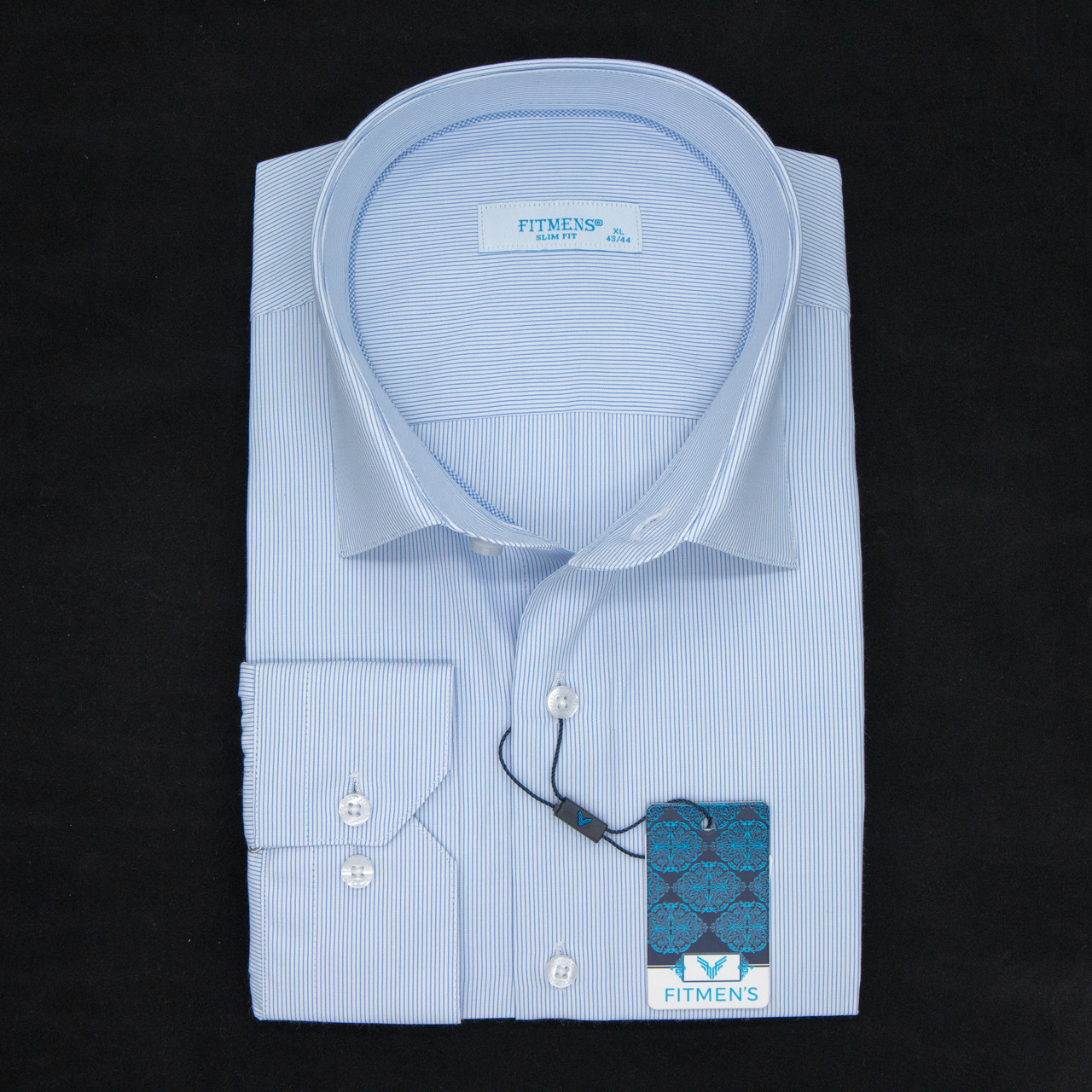 Сорочка чоловіча, приталена (Slim Fit), з довгим рукавом, FITMENS FS-003525 Acik Mavi 90% бавовна 10%