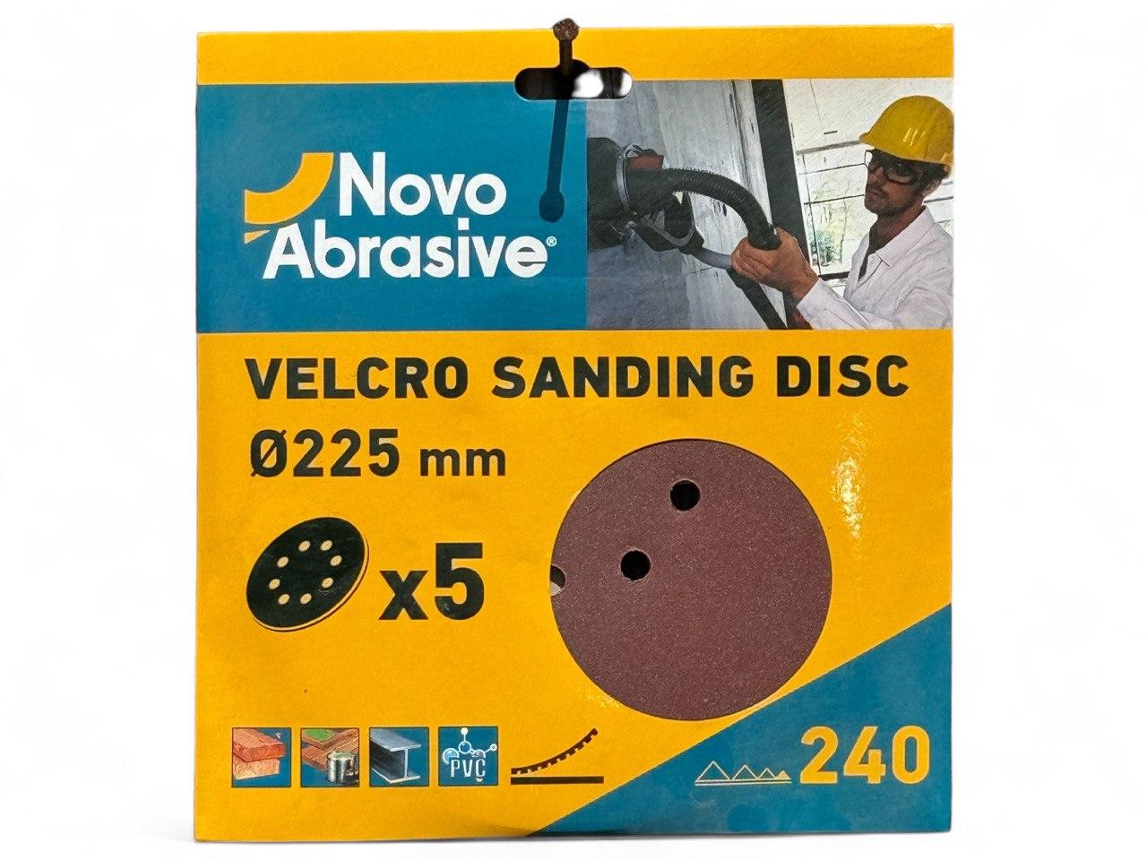 Коло шліфувальне на липучці з отворами Novoabrasive Р240 225мм (5шт.)