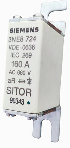 Запобіжник Siemens 3NE8 724 - 160A 690V AC/660V SITOR ТИПУ 3NE8 для захисту напівпровідників, фото 1