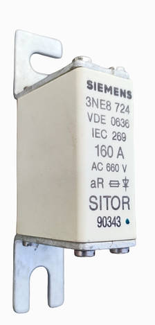 Запобіжник Siemens 3NE8 724 - 160A 690V AC/660V SITOR ТИПУ 3NE8 для захисту напівпровідників, фото 3