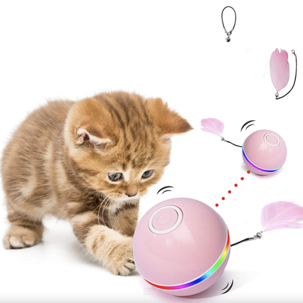 Інтерактивна іграшка для котів м'ячик із лазером Доганяйка CatNip LED рожевий