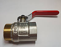 Кран латунний (ручка) зі сталевою кулею 1-1/4" гайка-штуцер PN25