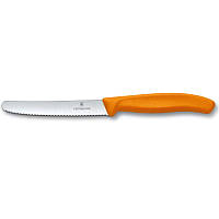 Ніж з ребристим лезом 11см Victorinox (неіржавна сталь, серейторне лезо, універсальний, оранжевий)