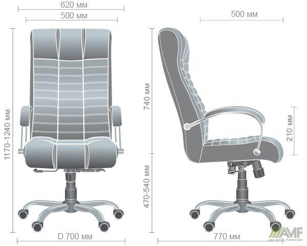 Кресло офисное Атлантис черное Хром Механизм ANYFIX кожзаменитель Неаполь N-20, ТМ Амф