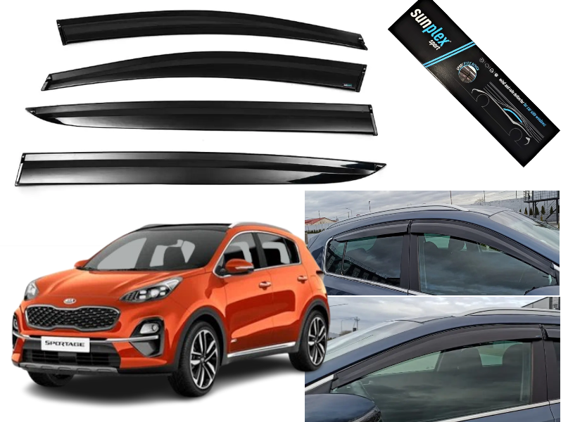Дефлектори вікон вітровики для вітровик Kia Sportage IV 2015-2021 (скотч) Sunplex