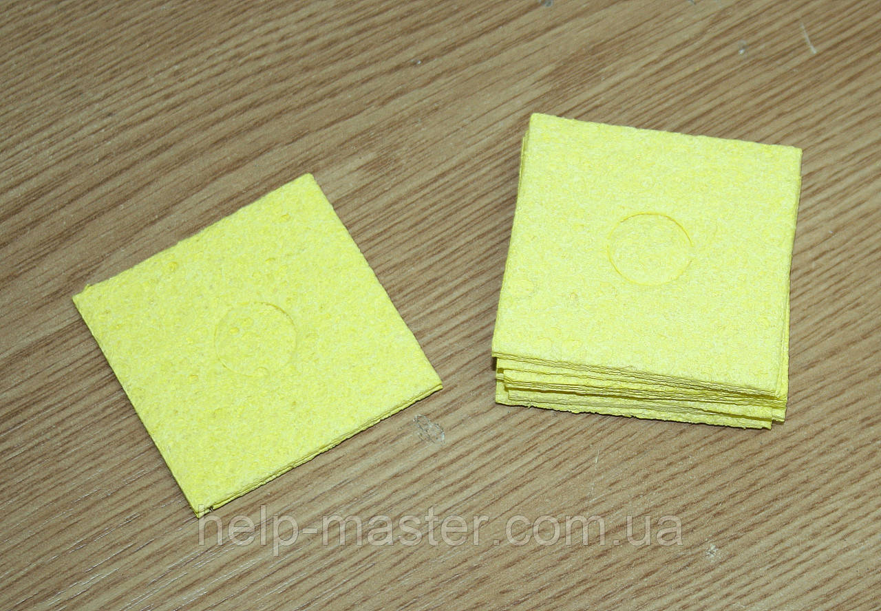 Губка для очищення жала паяльника. 60x60 мм жовта., фото 1