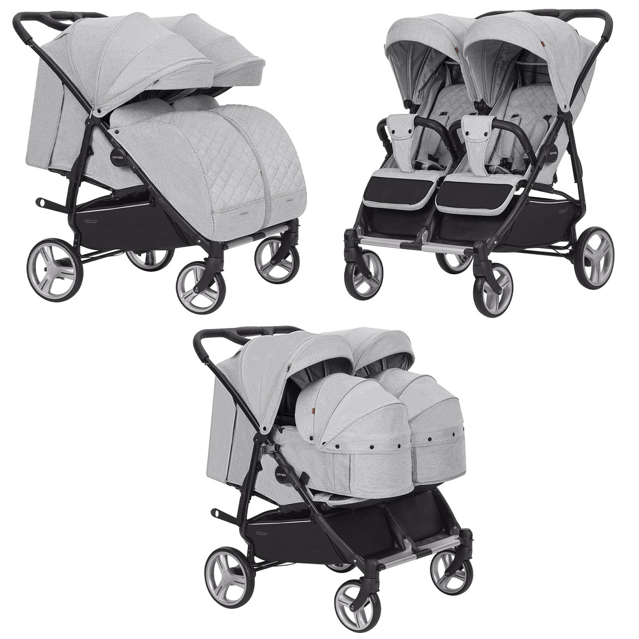 Коляска для двійні з переноскою CARRELLO Connect CRL-5502/1, Ink Gray