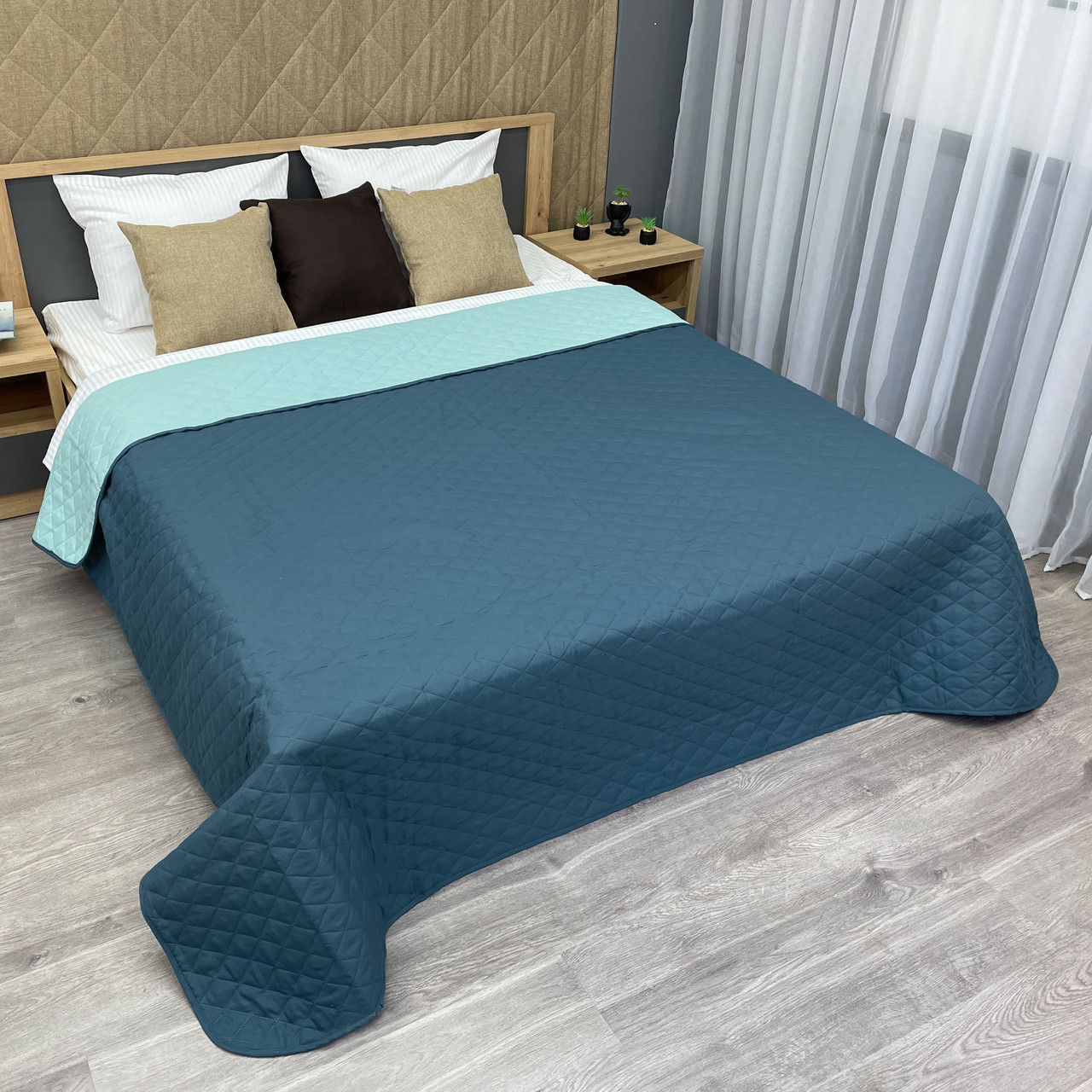 Покривало декоративне Decorator Ultra Sonic Microfiber колір синій з блакитним