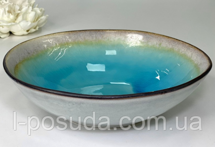 Керамічний салатник "Блакитна лагуна", 27х7см, фото 1