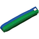 Пояс для кімоно двоколірний синьо-зелений BO-7257 (довжина 220-280 см), фото 2